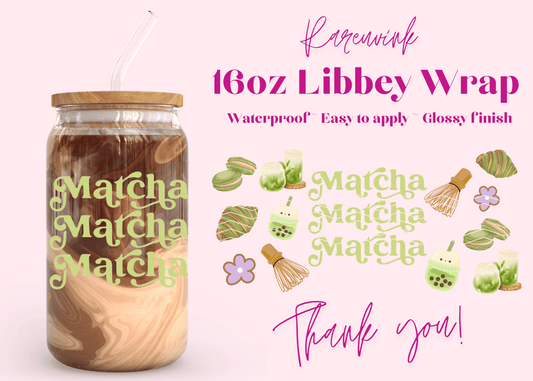#1016 Matcha Drink 16oz UVDTF Wrap