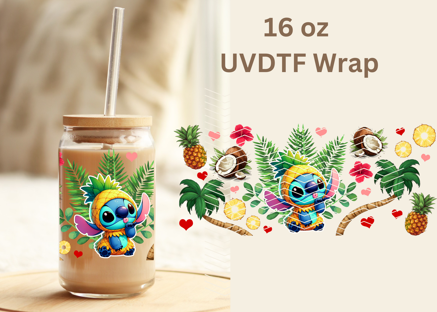 #410 Stitch Pineapple Exclusive UVDTF 16 oz Wrap