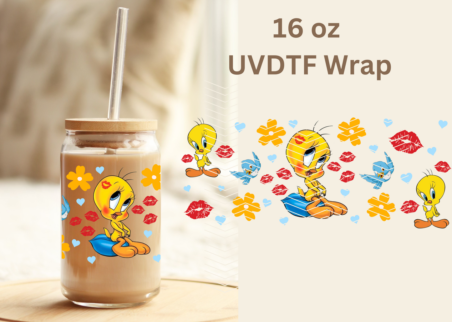 #341 Tweety Exclusive UVDTF 16 oz Wrap