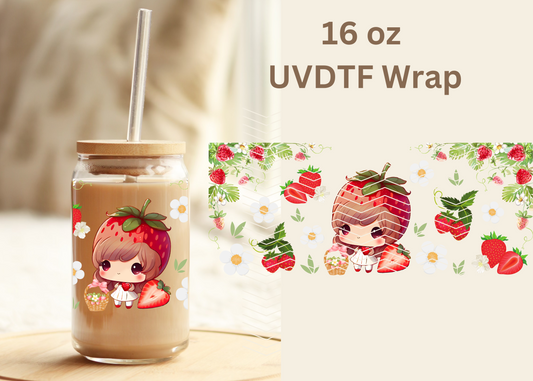 #343 Strawberry Girl Exclusive UVDTF 16 oz Wrap