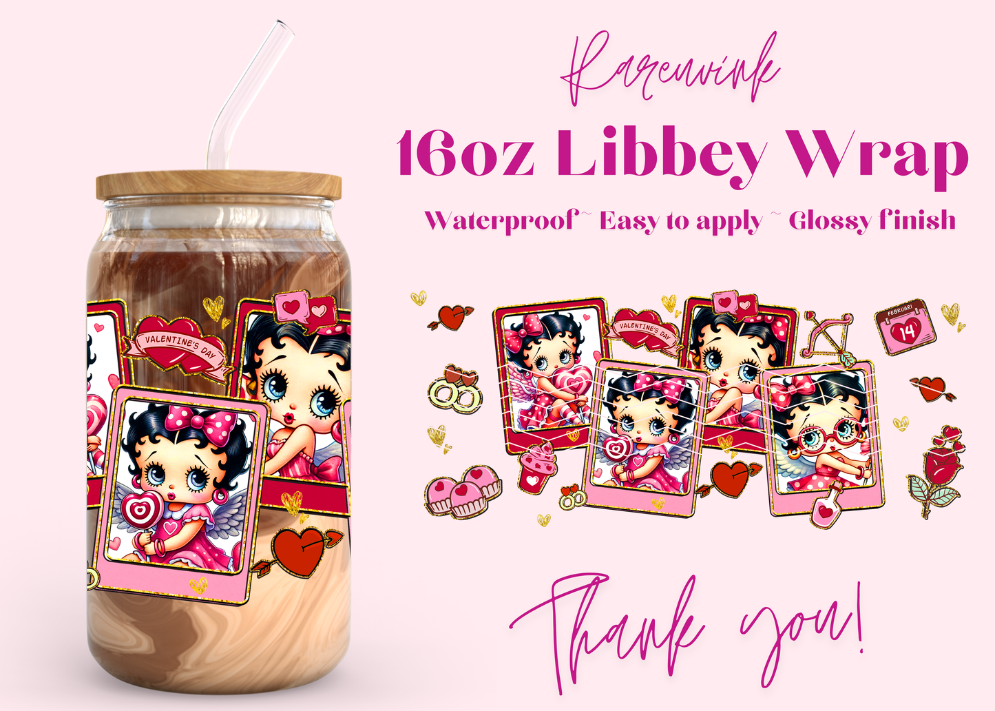 #1201 Betty Boop 16oz UVDTF Wrap
