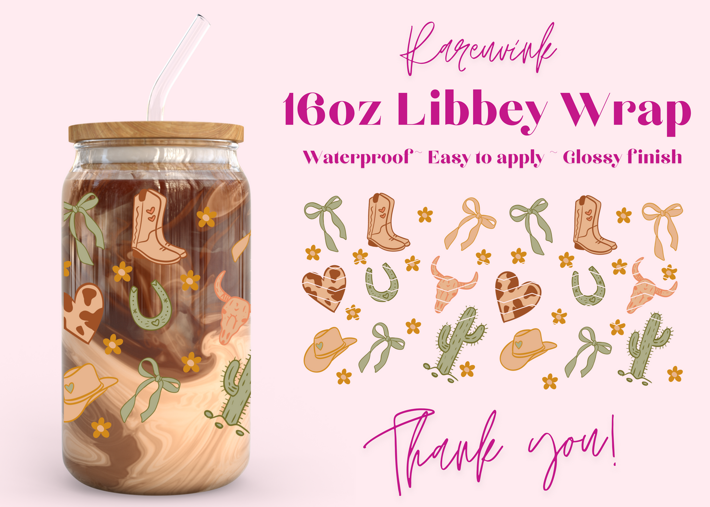 #1153 Cowboy Coquette 16oz UVDTF Wrap