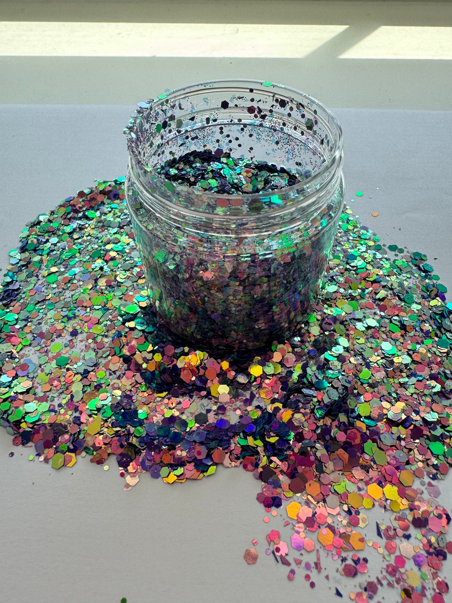 Purple and Green Holographic Glitter 2oz Jar