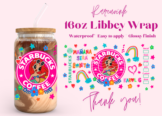 #861 Karol G Starbucks 16oz UVDTF Wrap