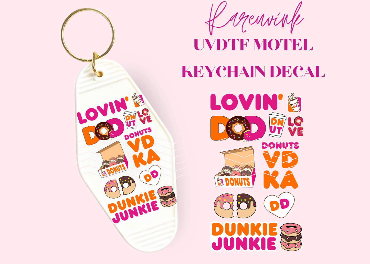 M3 Dunkin Donut Motel Keychain UVDTF Pack of 3