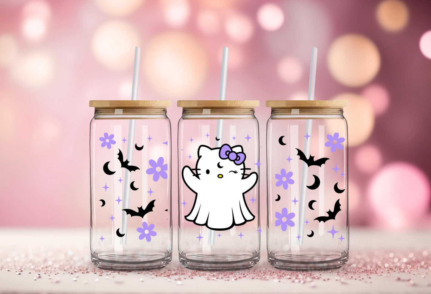 #14 Hello Kitty Ghost UV DTF Wrap 16 oz