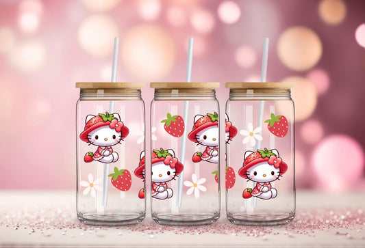 #55 Hello Kitty Strawberry UV DTF Wrap 16 oz