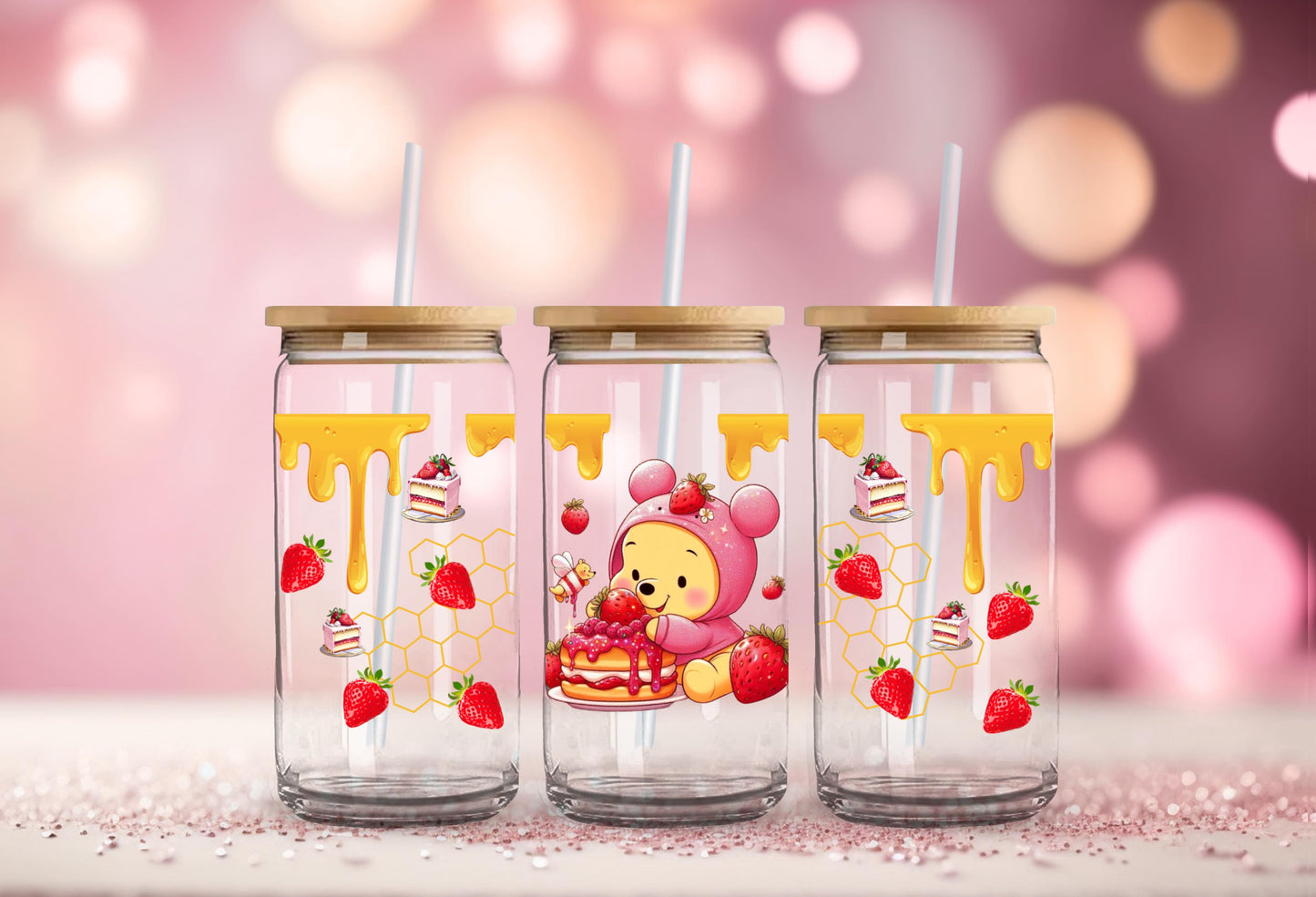 #107 Winnie the Pooh Shortcake UV DTF 16 oz Wrap