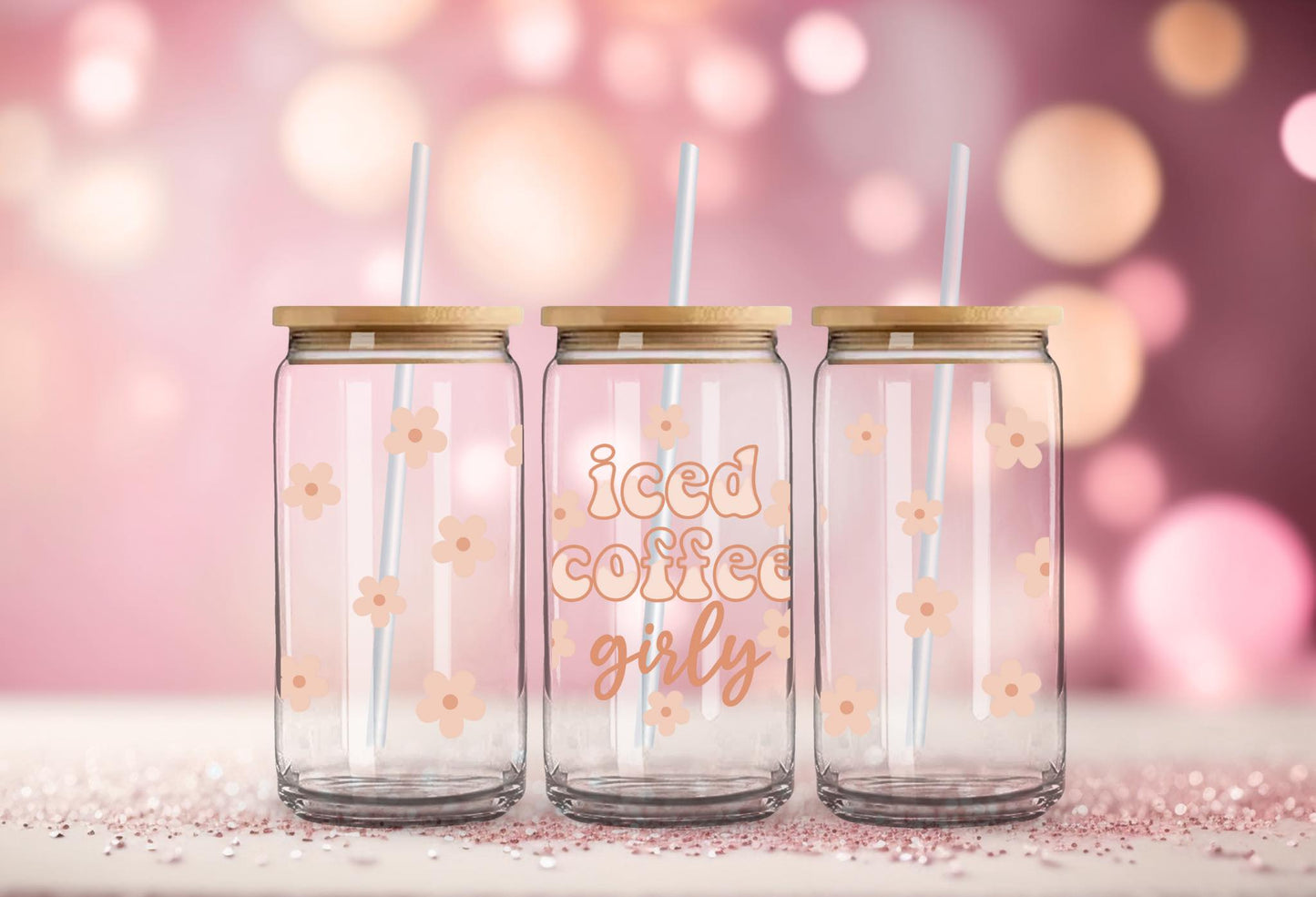 #9 Iced Coffee Girly UV DTF Wrap 16 oz