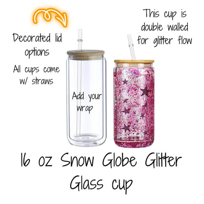 Choose Your Glass Cup Glitter PLEASE READ DESCRIPTION, watch video for instructions| Add custom wrap along with this to your cart