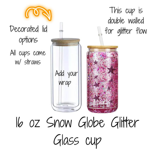 Choose Your Glass Cup Glitter PLEASE READ DESCRIPTION, watch video for instructions| Add custom wrap along with this to your cart