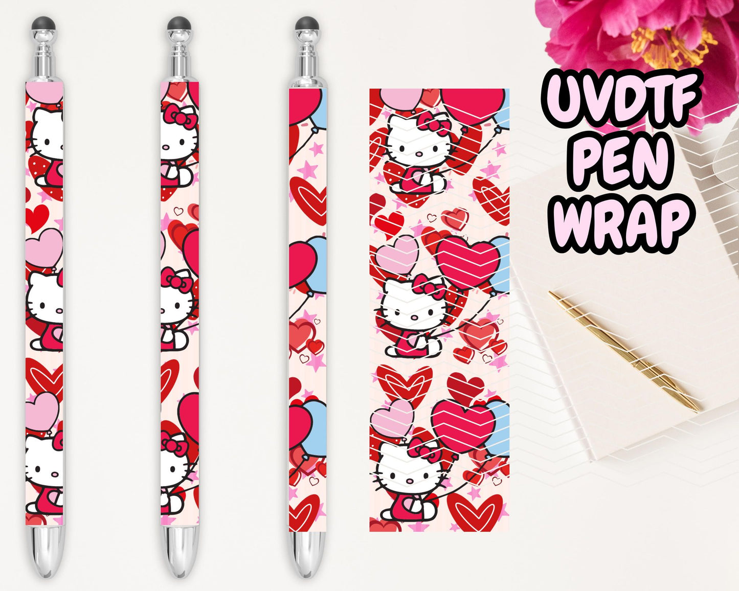 A38 Hk Red Hearts UVDTF Pen Wrap