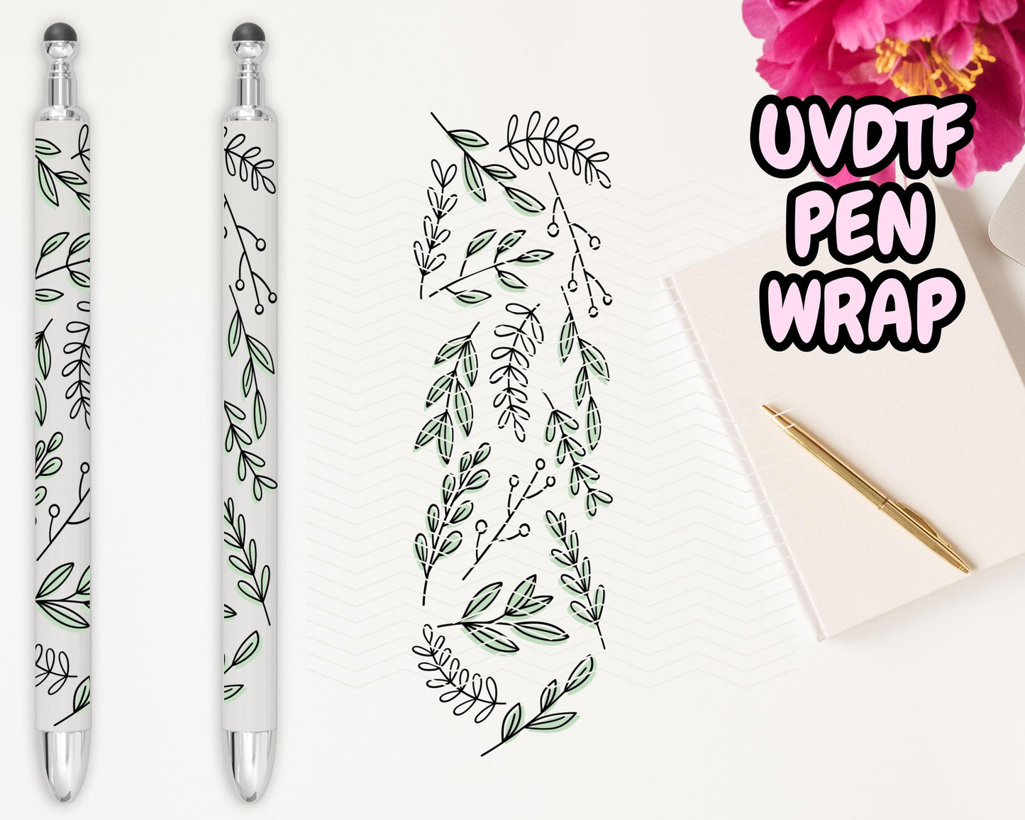 A26 Green Vines UVDTF Pen Wrap