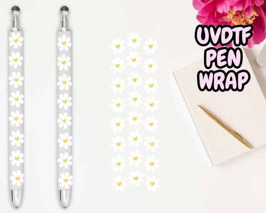 A17 White Flowers UVDTF Pen Wrap