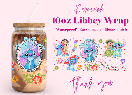 1256 Stitch Lilo 16oz UVDTF Wrap