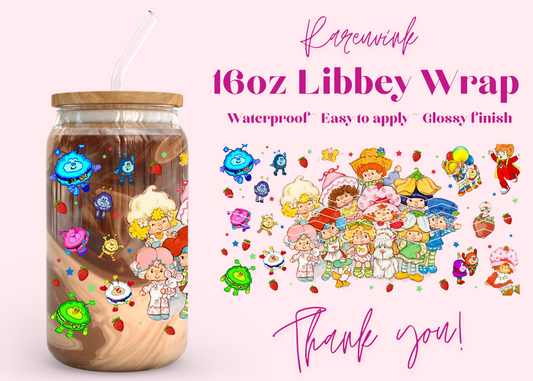 #1101 Strawberry Shortcake Cartoons 16oz UVDTF Wrap