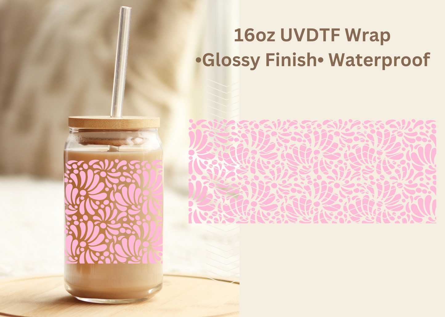 #571 Pink Talavera 16oz UVDTF Wrap