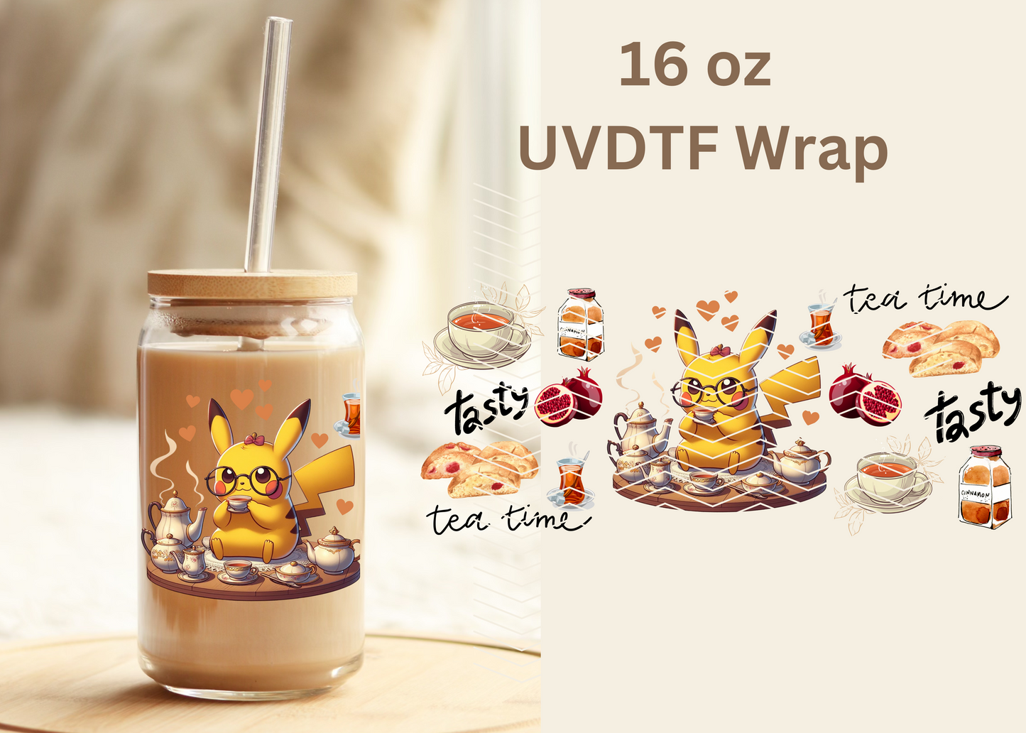 #336 Pokemon Coffee UVDTF 16 oz Wrap