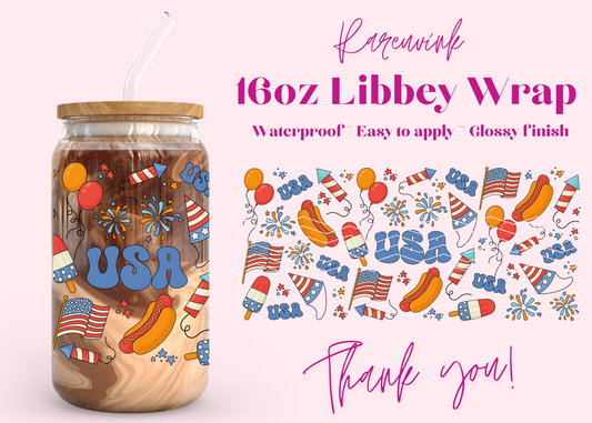 #1065 Party in the USA 16oz UVDTF Wrap