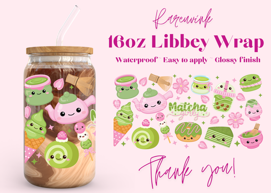 #1207 Matcha Girly 16oz UVDTF Wrap