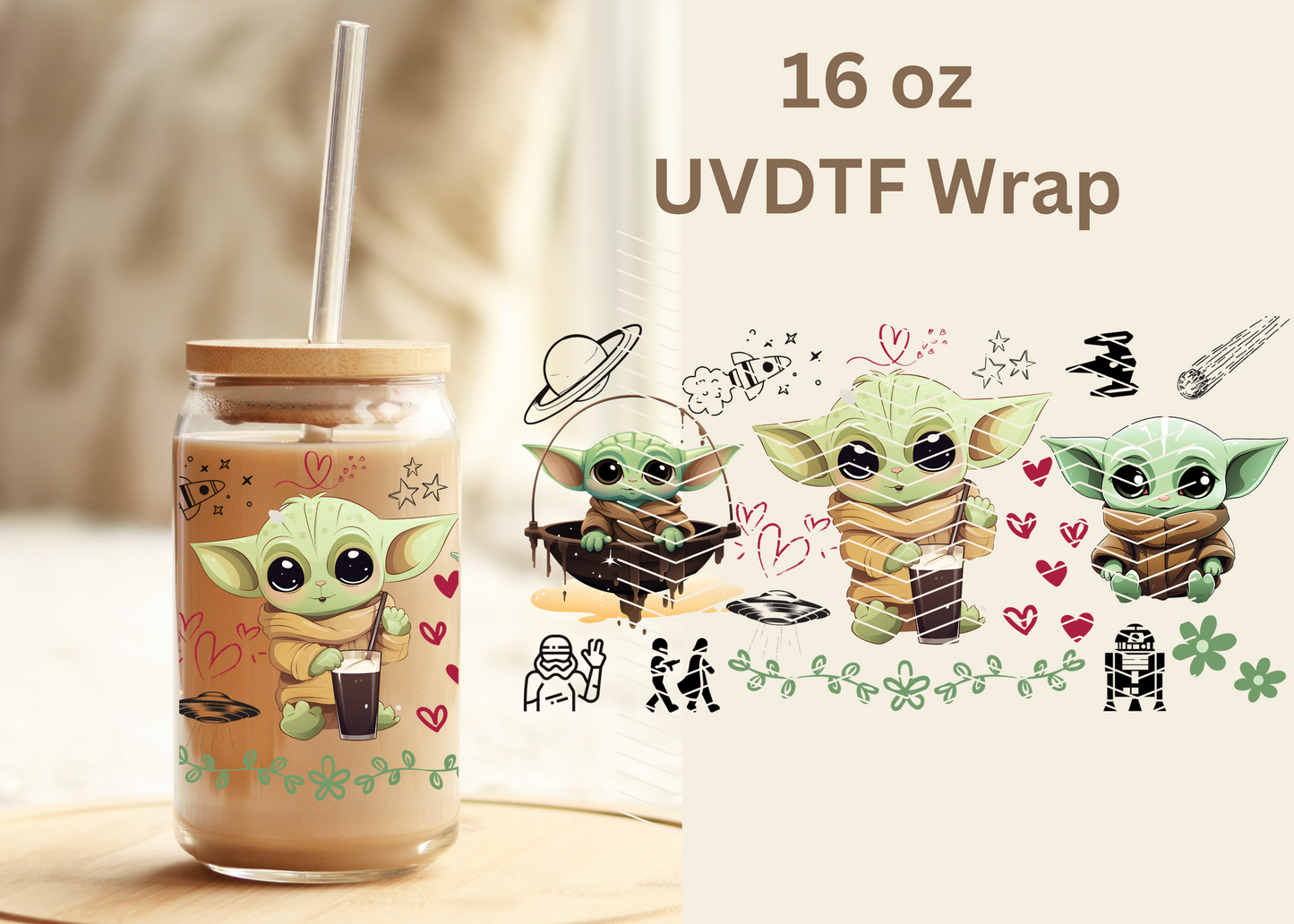 #366 Yoda UVDTF 16 oz Wrap