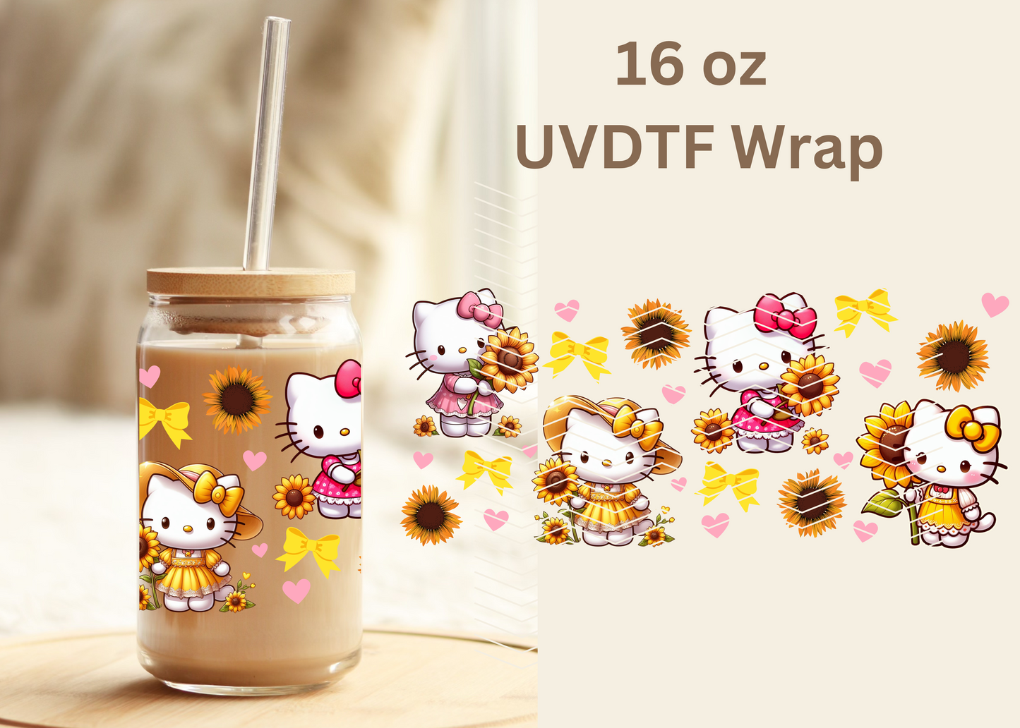 #357 HK Sunflower UVDTF 16 oz Wrap