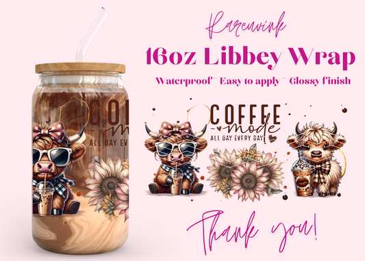#1023 Coffee Mode 16oz UVDTF Wrap