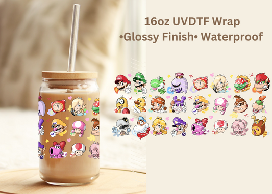 #678 Mario Characters 16oz Uvdtf wrap