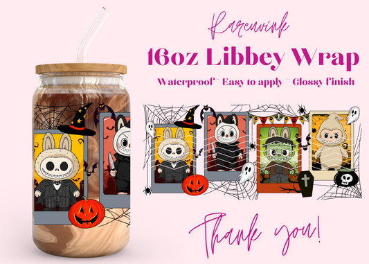 #1116 Labubu Halloween Pumpkin 16oz UVDTF Wrap