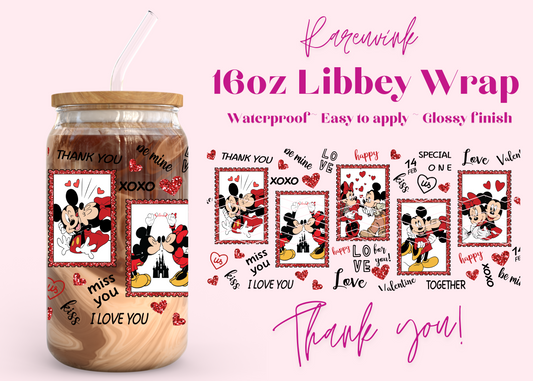 #900 Minnie Mickey Valentines 16oz UVDTF Wrap