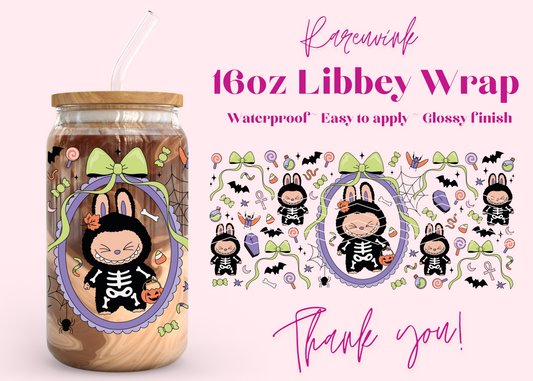 #1125 Labubu Skeleton 16oz UVDTF Wrap
