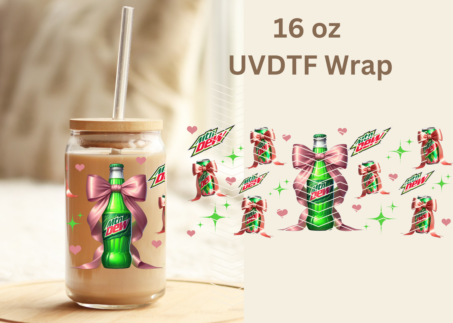 #444 Mountain Dew Coquette UVDTF 16 oz Wrap