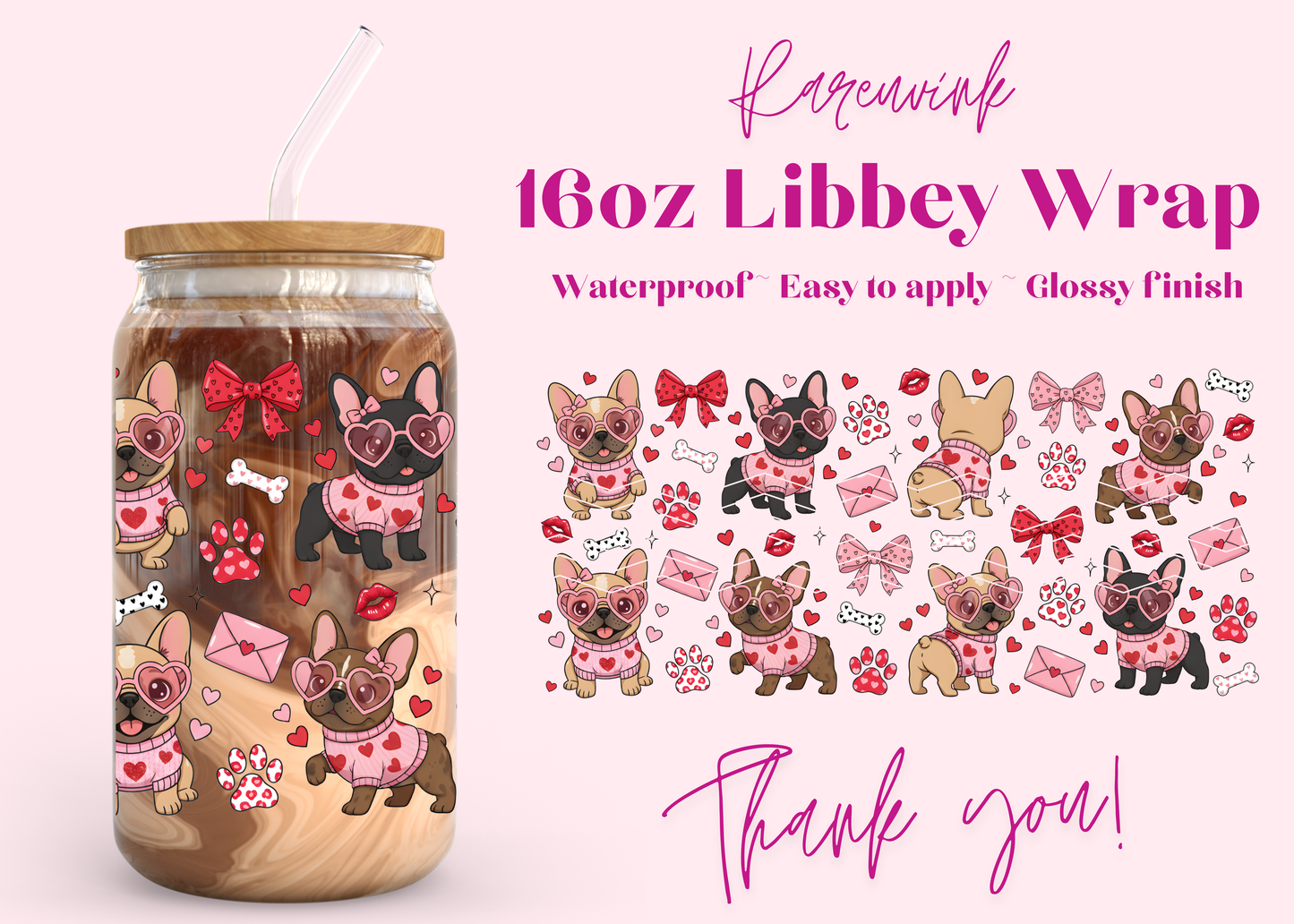 #1205 French dog 16oz UVDTF Wrap