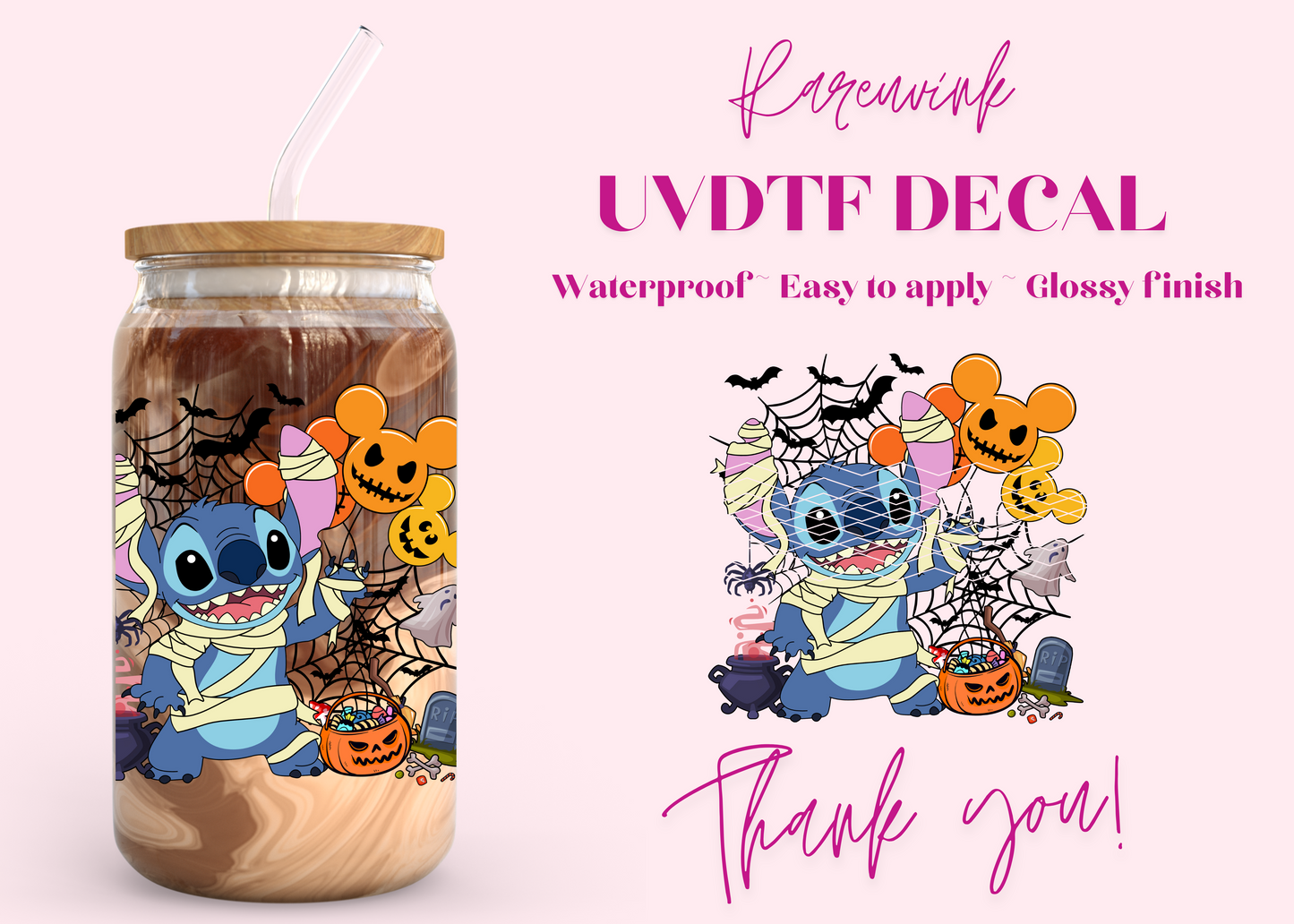 #1146 Stitch Halloween UVDTF Decal