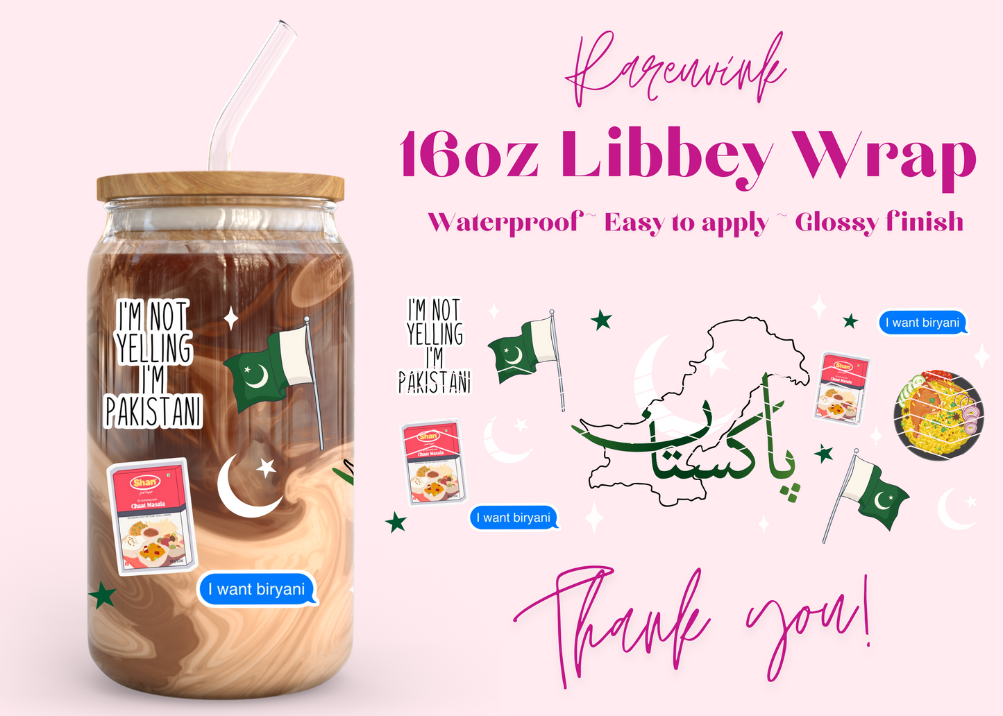 #974 Pakistan 16oz UVDTF Wrap