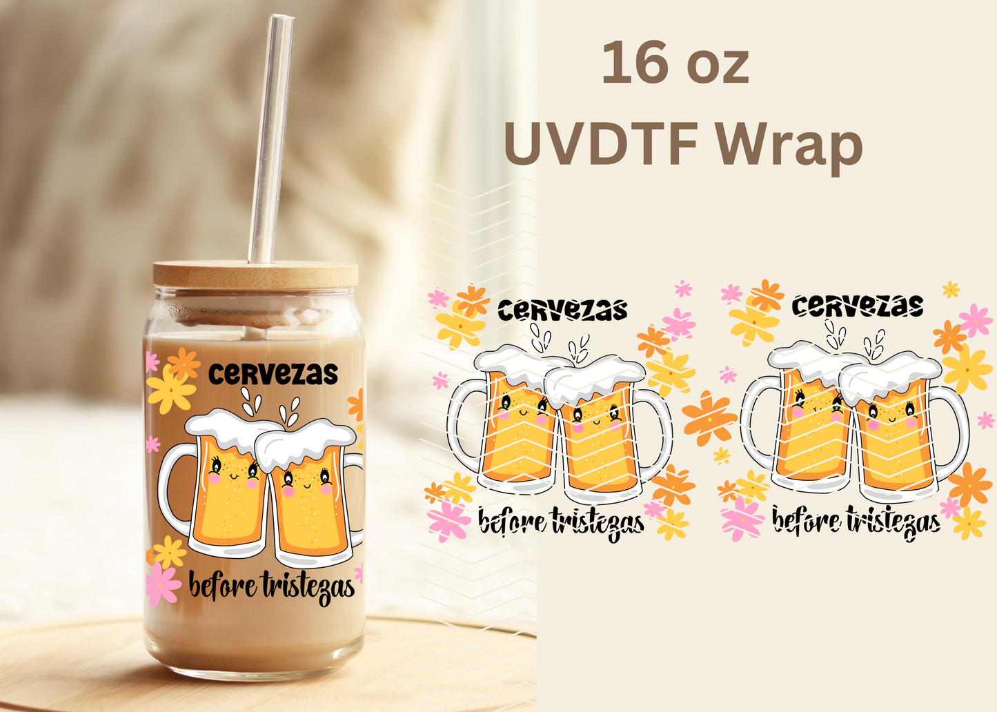 #452 Cervezas UVDTF 16 oz Wrap