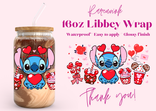 #897 Stitch Heart Valentines 16oz UVDTF Wrap