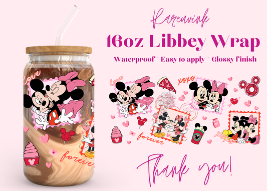 #1187 Mickey Minnie Love 16oz UVDTF Wrap