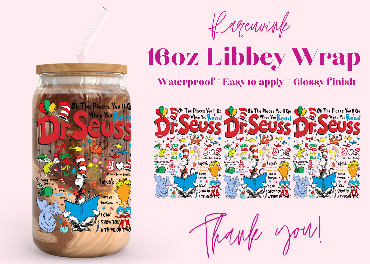 #1203 Dr Seuss 16oz UVDTF Wrap