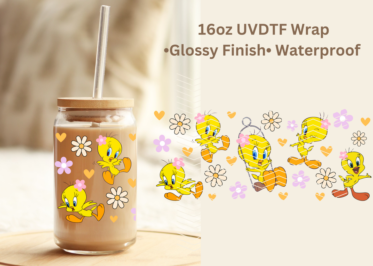 #660 Tweety Exclusive 16oz Uvdtf wrap