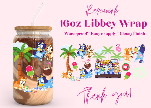 #1080 Bluey Beach 16oz UVDTF Wrap