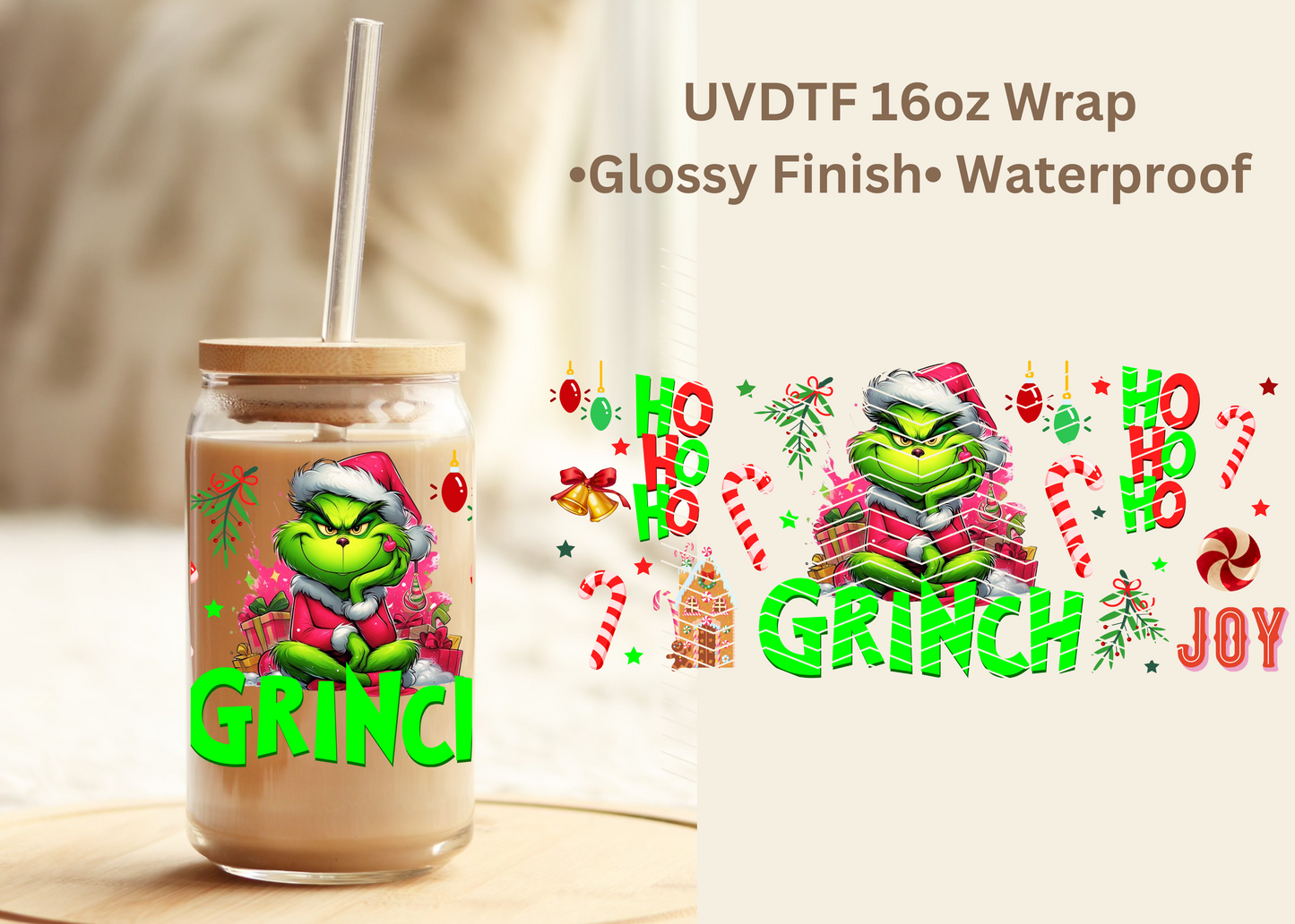 #594 Grinch Exclusive 16 oz UVDTF Wrap