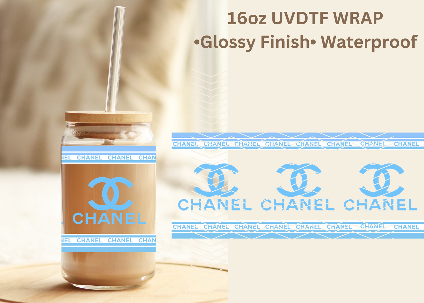 #525 Blue CC 16 oz UVDTF wrap