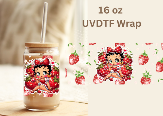 #468 Betty Boop Strawberry Exclusive UVDTF 16 oz Wrap