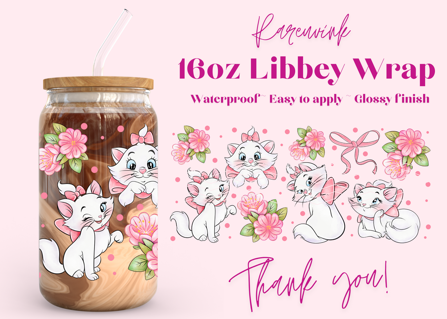 #1056 Marie Cat 16oz UVDTF Wrap