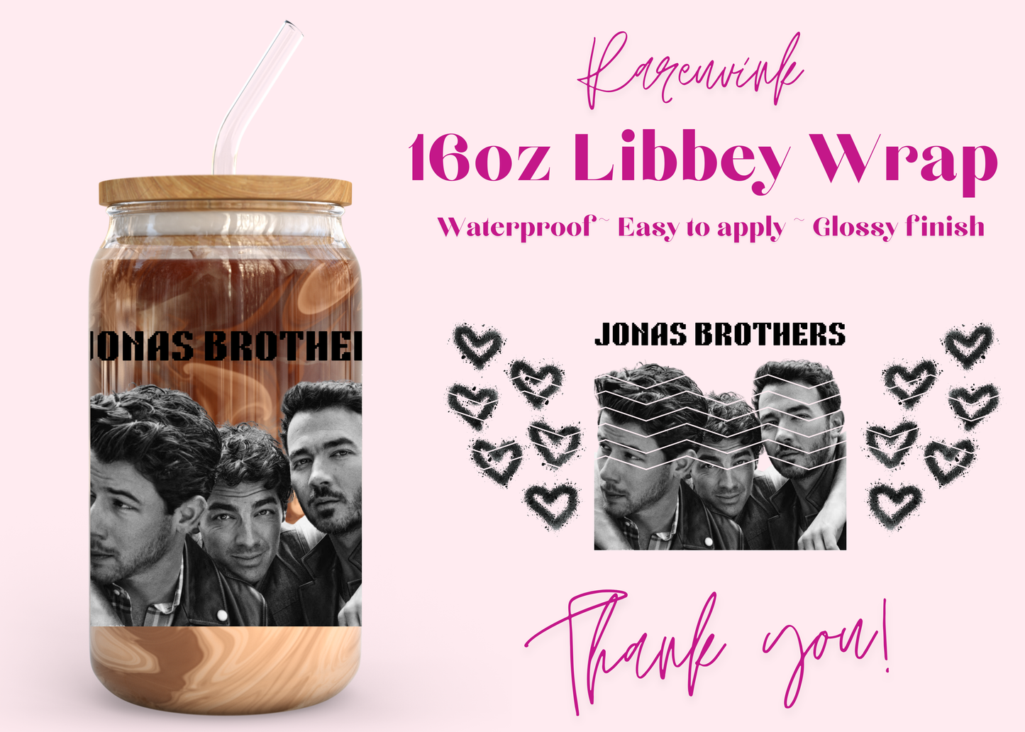 #1245 Jonas Brothers 16oz UVDTF Wrap