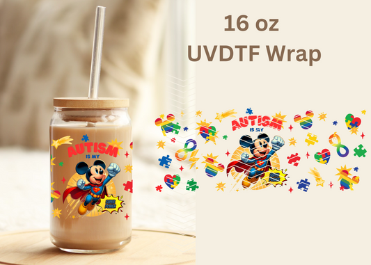 #406 Mickey Autism UVDTF 16 oz Wrap