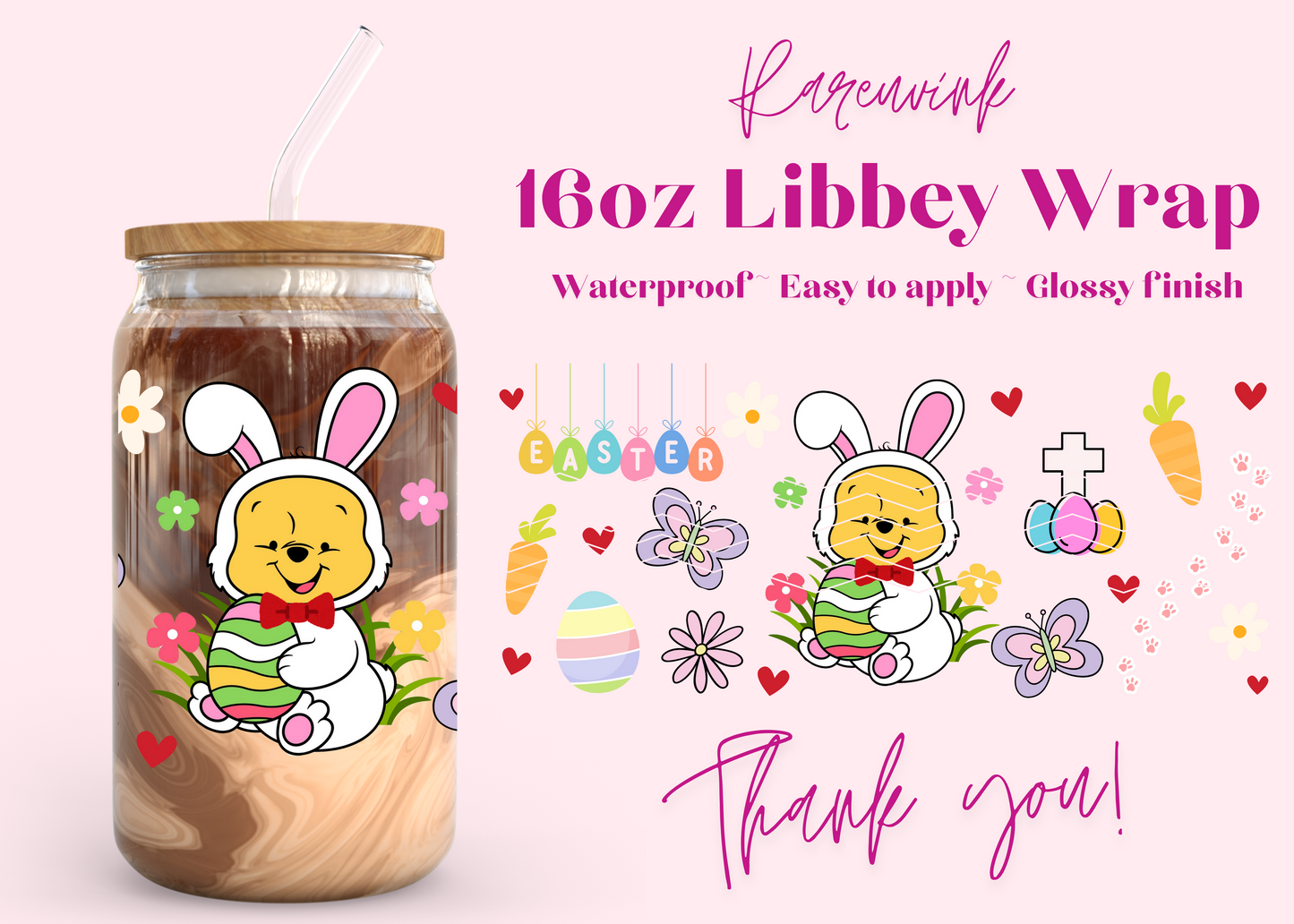 #943 Easter Winnie 16oz UVDTF Wrap