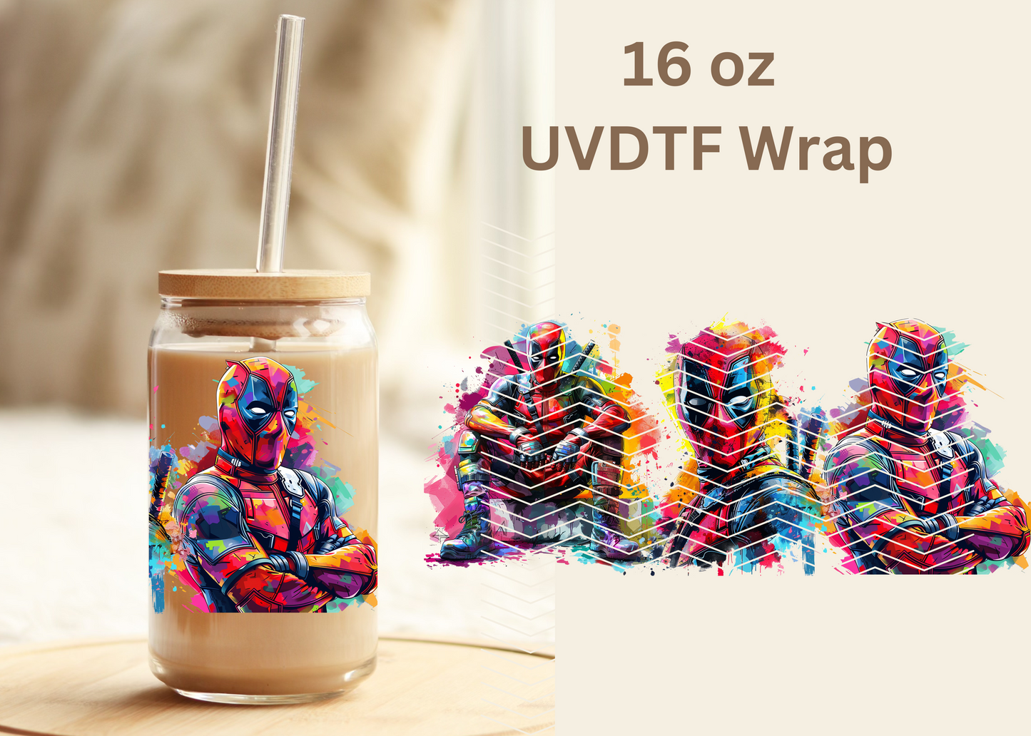 #437 DeadPool UVDTF 16 oz Wrap