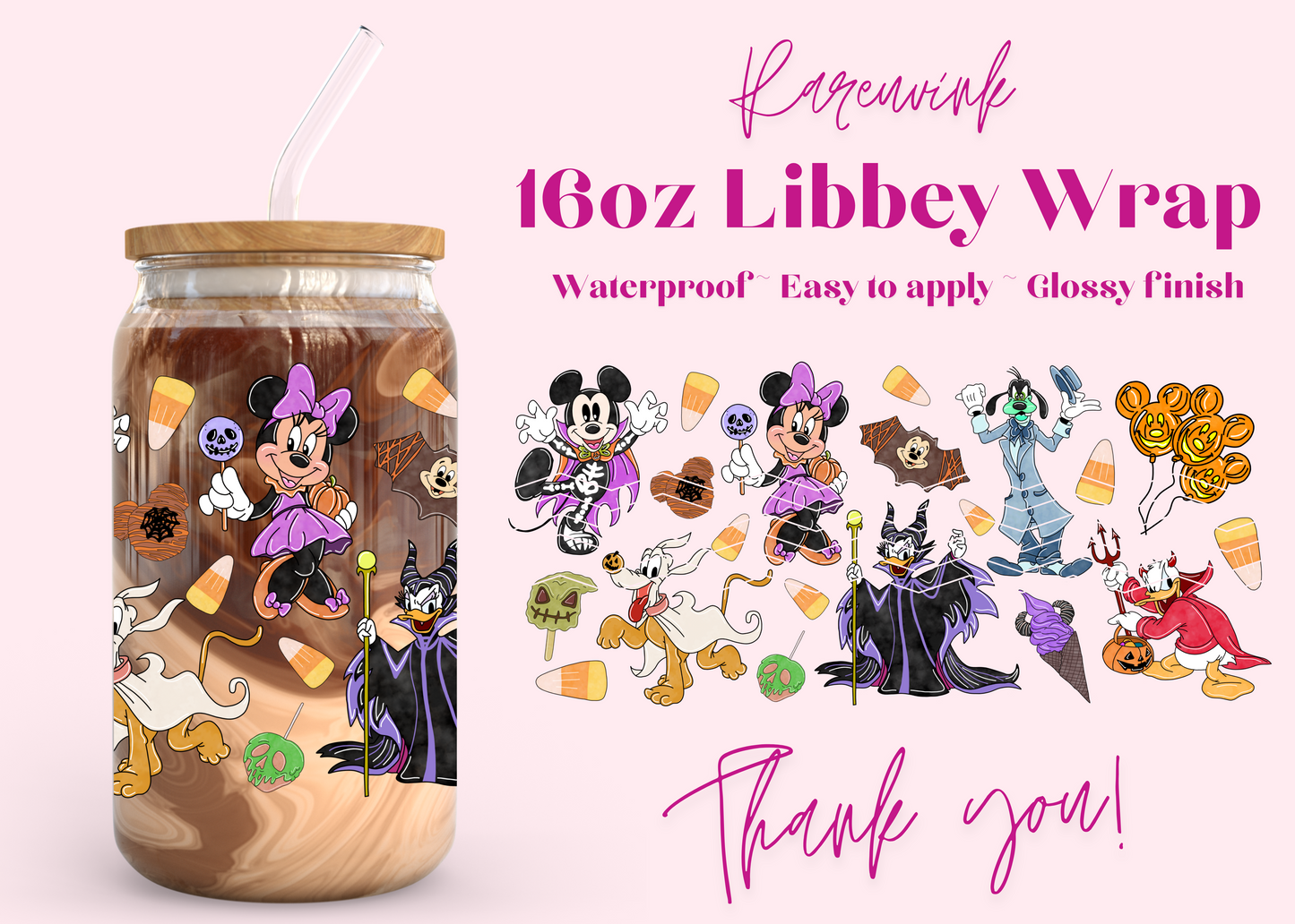 #1141 Minnie Halloween 16oz UVDTF Wrap